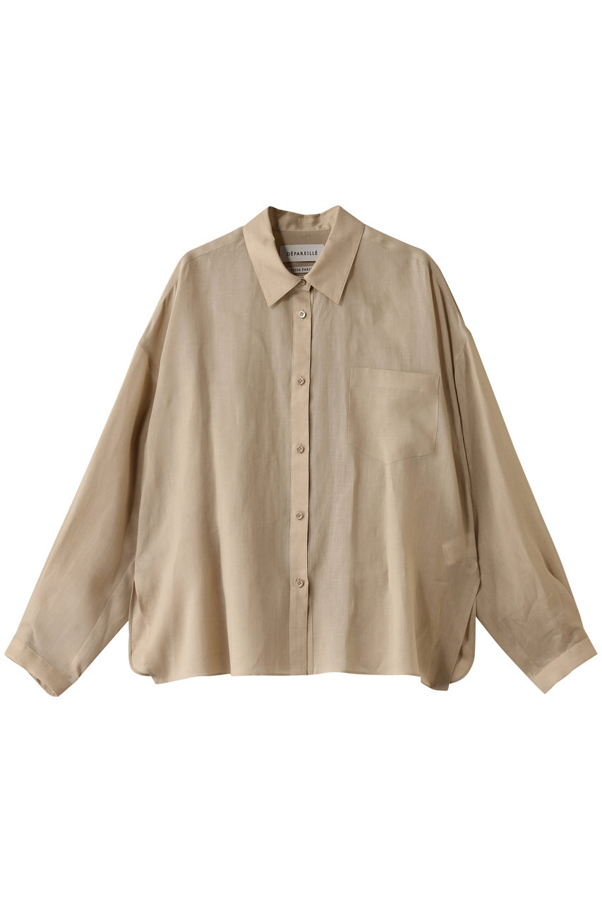 DEPAREILLE ラミーレギュラーカラーシャツ (ベージュ, 38) デパリエ ELLE SHOP DEPAREILLE ラミーレギュラーカラーシャツ (ベージュ, 38) デパリエ ELLE SHOP