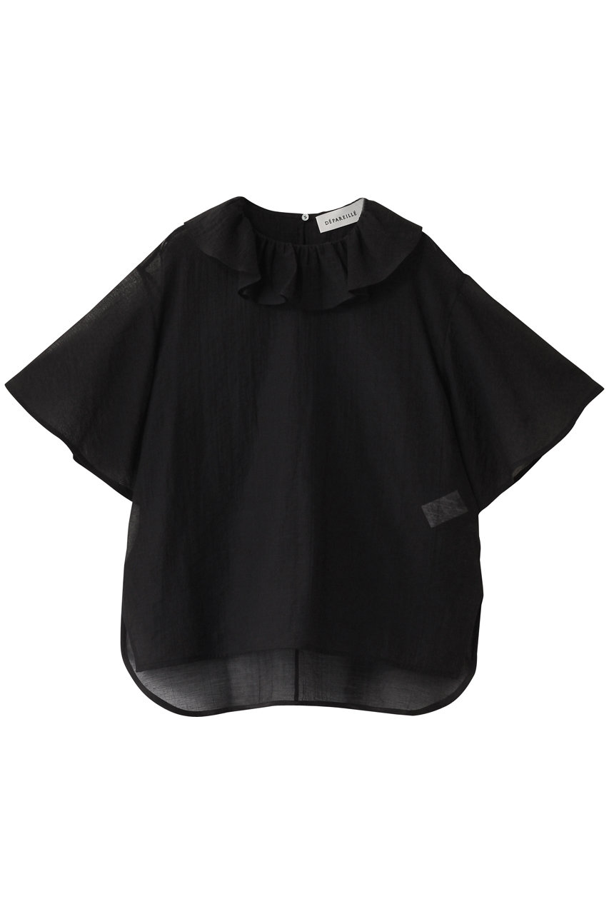 DEPAREILLE コットンナイロンシアーラッフルブラウス (ブラック, 38) デパリエ ELLE SHOP DEPAREILLE コットンナイロンシアーラッフルブラウス (ブラック, 38) デパリエ ELLE SHOP