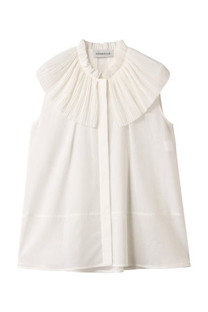 デパリエ/DEPAREILLEのVOILE PLEATS COLLAR ノースリーブブラウス(110400/110401)