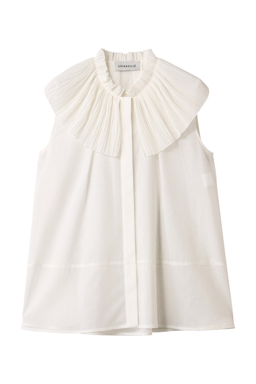 DEPAREILLE VOILE PLEATS COLLAR ノースリーブブラウス (ホワイト, 38) デパリエ ELLE SHOP DEPAREILLE VOILE PLEATS COLLAR ノースリーブブラウス (ホワイト, 38) デパリエ ELLE SHOP
