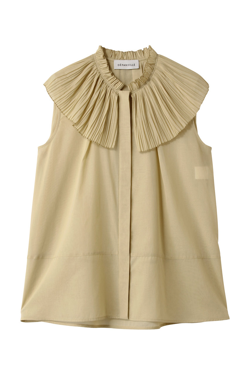 DEPAREILLE VOILE PLEATS COLLAR ノースリーブブラウス (イエロー, 38) デパリエ ELLE SHOP DEPAREILLE VOILE PLEATS COLLAR ノースリーブブラウス (イエロー, 38) デパリエ ELLE SHOP