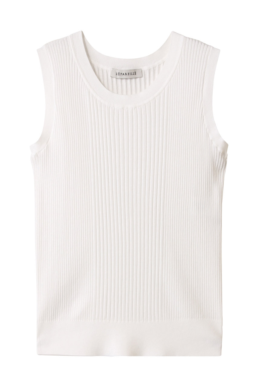 デパリエ/DEPAREILLEのコットンリブノースリーブ(ホワイト/B1153AKW212)