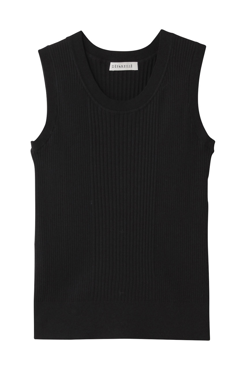 デパリエ/DEPAREILLEのコットンリブノースリーブ(ブラック/B1153AKW212)