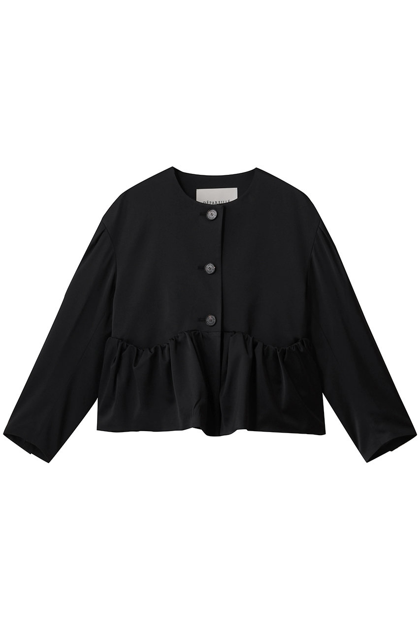 DEPAREILLE ウールヴィスコースサテンジャケット (ブラック, 38) デパリエ ELLE SHOP