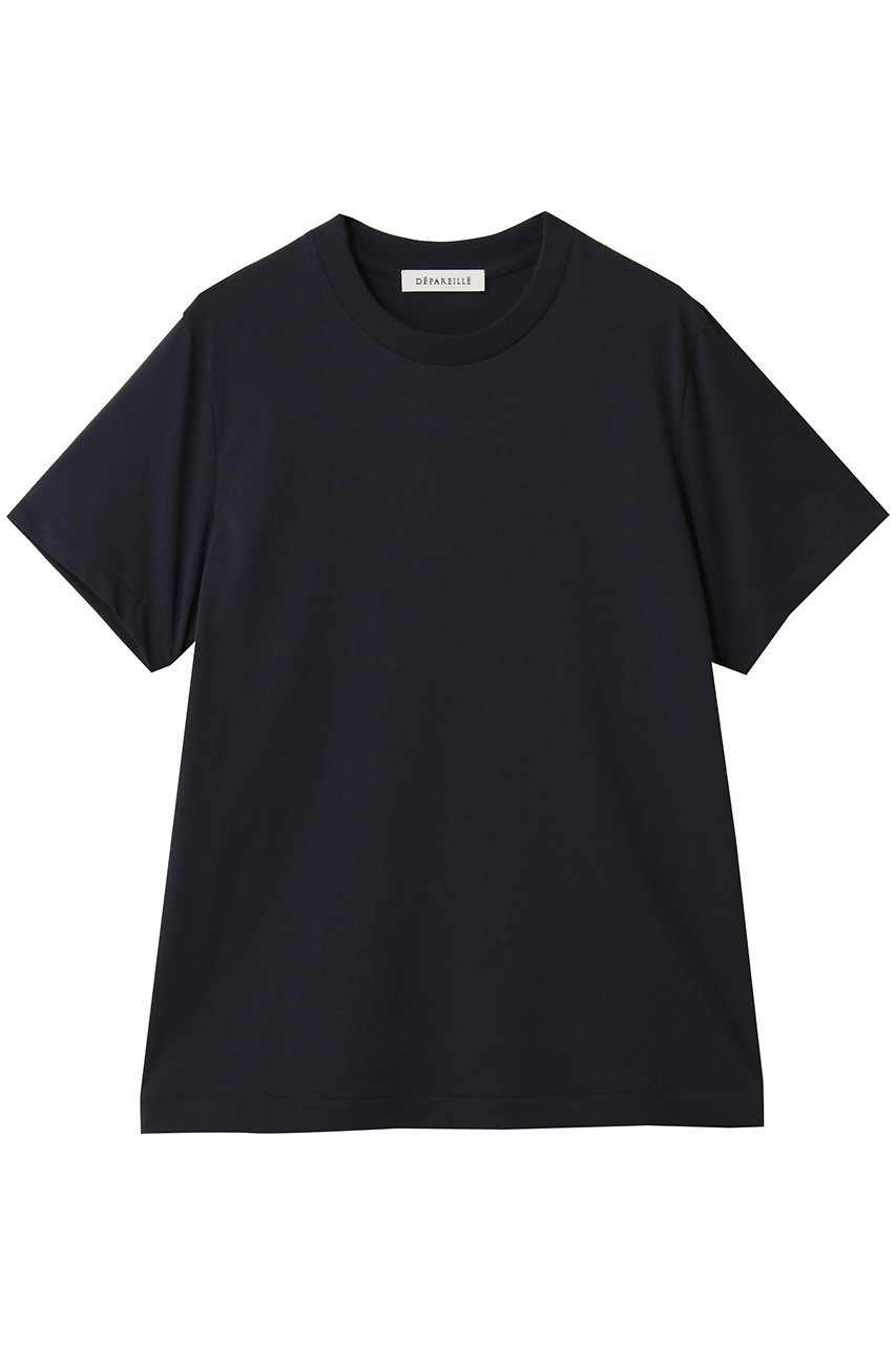 DEPAREILLE ジャージークルーネックTシャツ (ネイビー, 38) デパリエ ELLE SHOP DEPAREILLE ジャージークルーネックTシャツ (ネイビー, 38) デパリエ ELLE SHOP