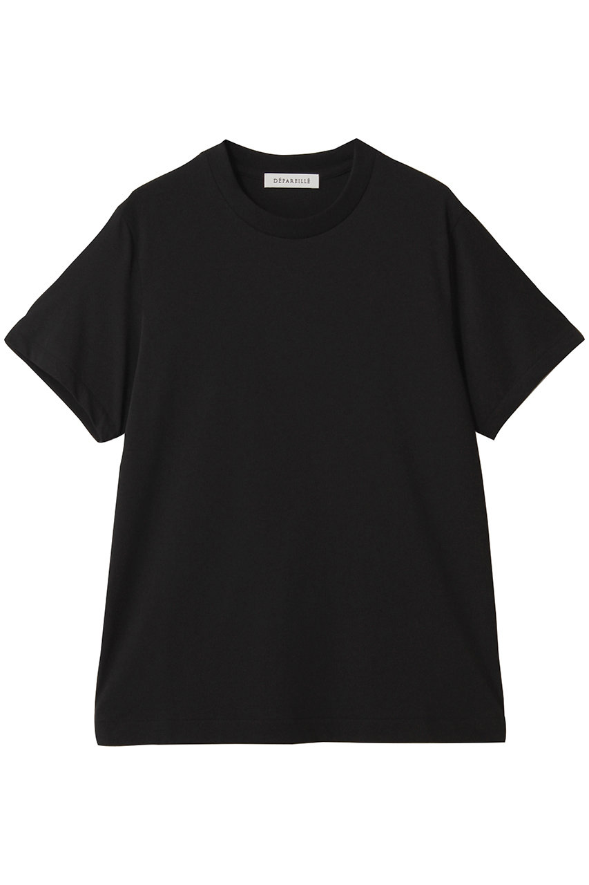 DEPAREILLE ジャージークルーネックTシャツ (ブラック, 38) デパリエ ELLE SHOP DEPAREILLE ジャージークルーネックTシャツ (ブラック, 38) デパリエ ELLE SHOP