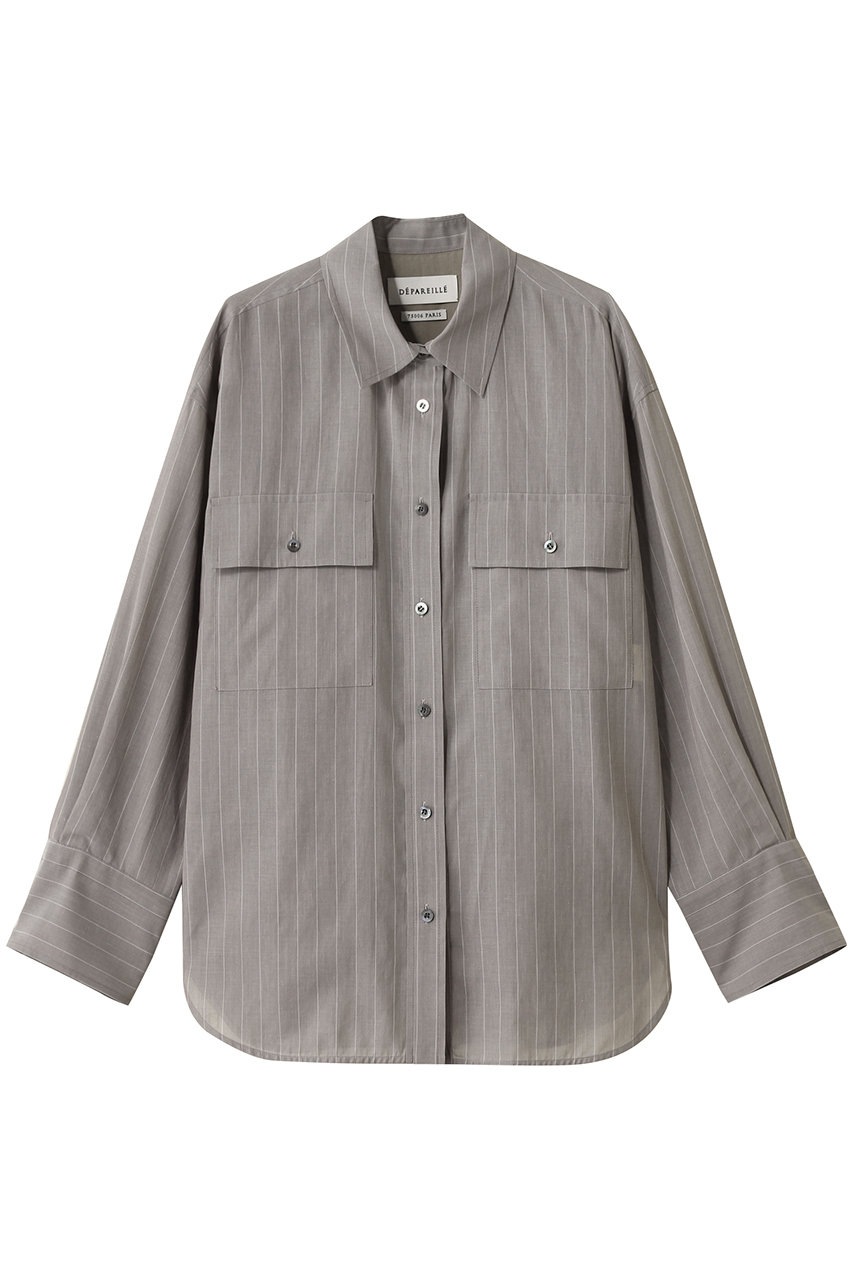 DEPAREILLE シアーストライプCPO シャツ (グレー, 38) デパリエ ELLE SHOP DEPAREILLE シアーストライプCPO シャツ (グレー, 38) デパリエ ELLE SHOP