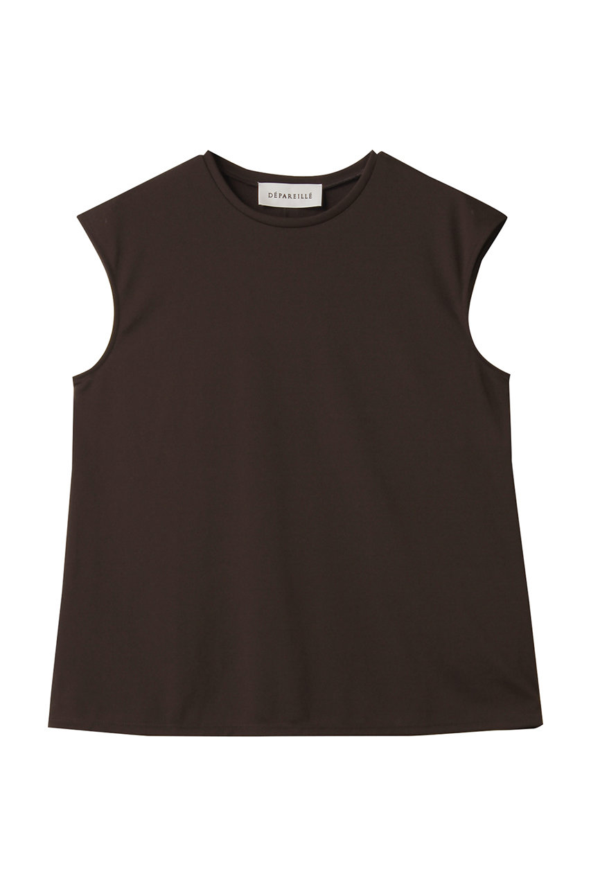 デパリエ/DEPAREILLEのトリアセテートジャージースリーブレストップス(ブラウン/B1153AUB425)