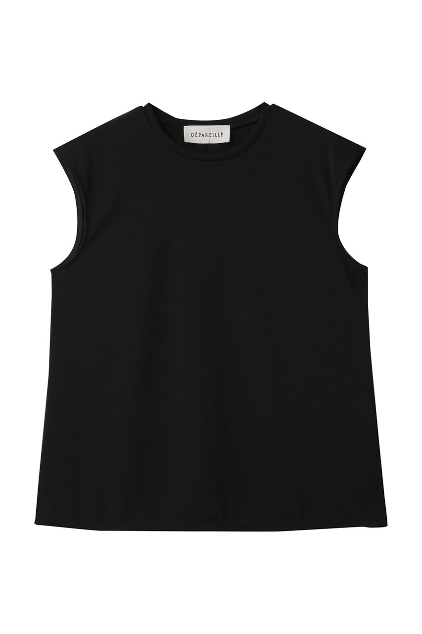 デパリエ/DEPAREILLEのトリアセテートジャージースリーブレストップス(ブラック/B1153AUB425)