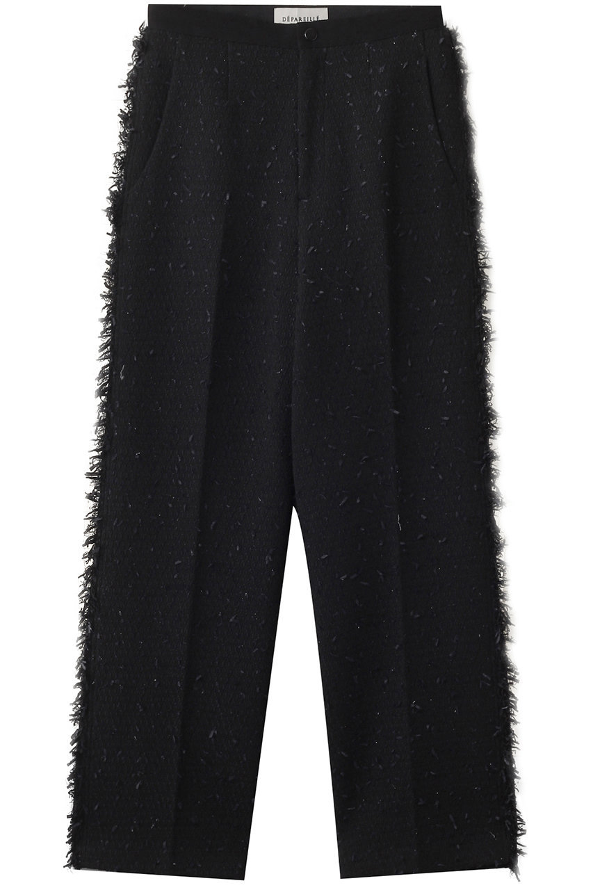 DEPAREILLE テープヤーンツイードパンツ (ブラック, 38) デパリエ ELLE SHOP