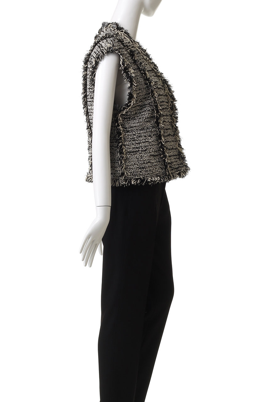 DEPAREILLE(デパリエ)｜ファンシーツイードVネックジレ/ブラック の