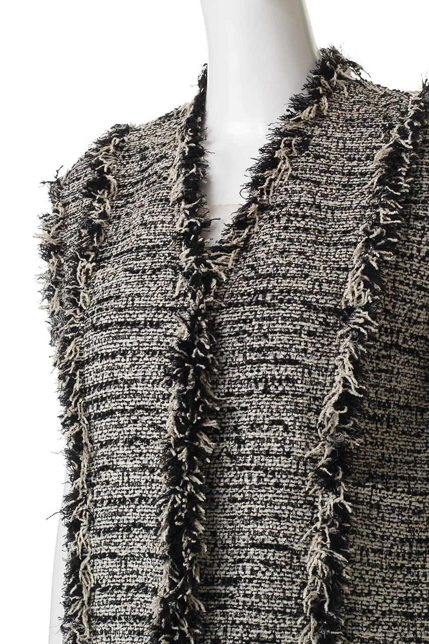 DEPAREILLE(デパリエ)｜ファンシーツイードVネックジレ/ブラック