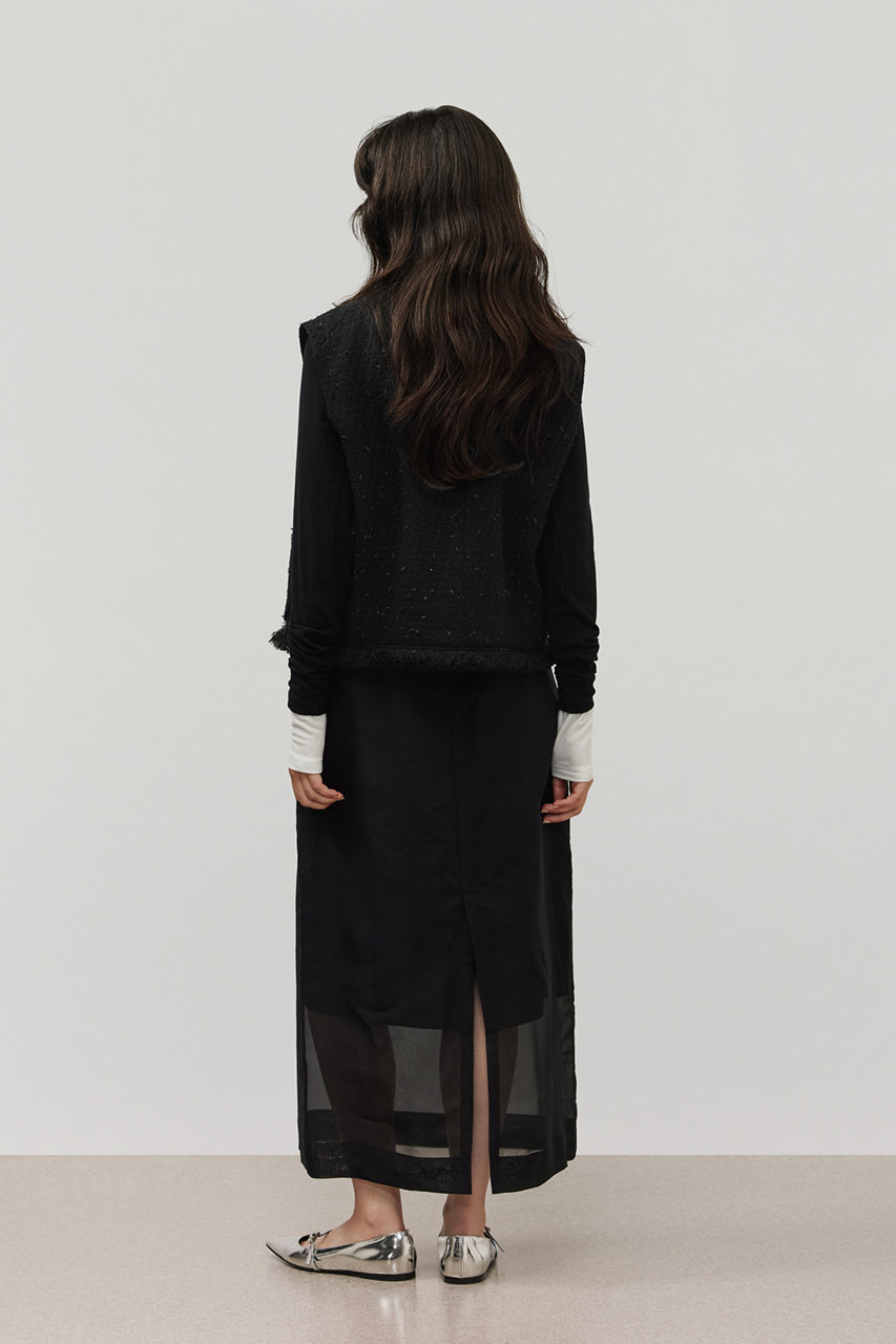 新品タグ付 DÉPAREILLÉ デパリエ シルクオーガンジースカート 黒38 新品タグ付 DÉPAREILLÉ デパリエ シルクオーガンジースカート 黒38