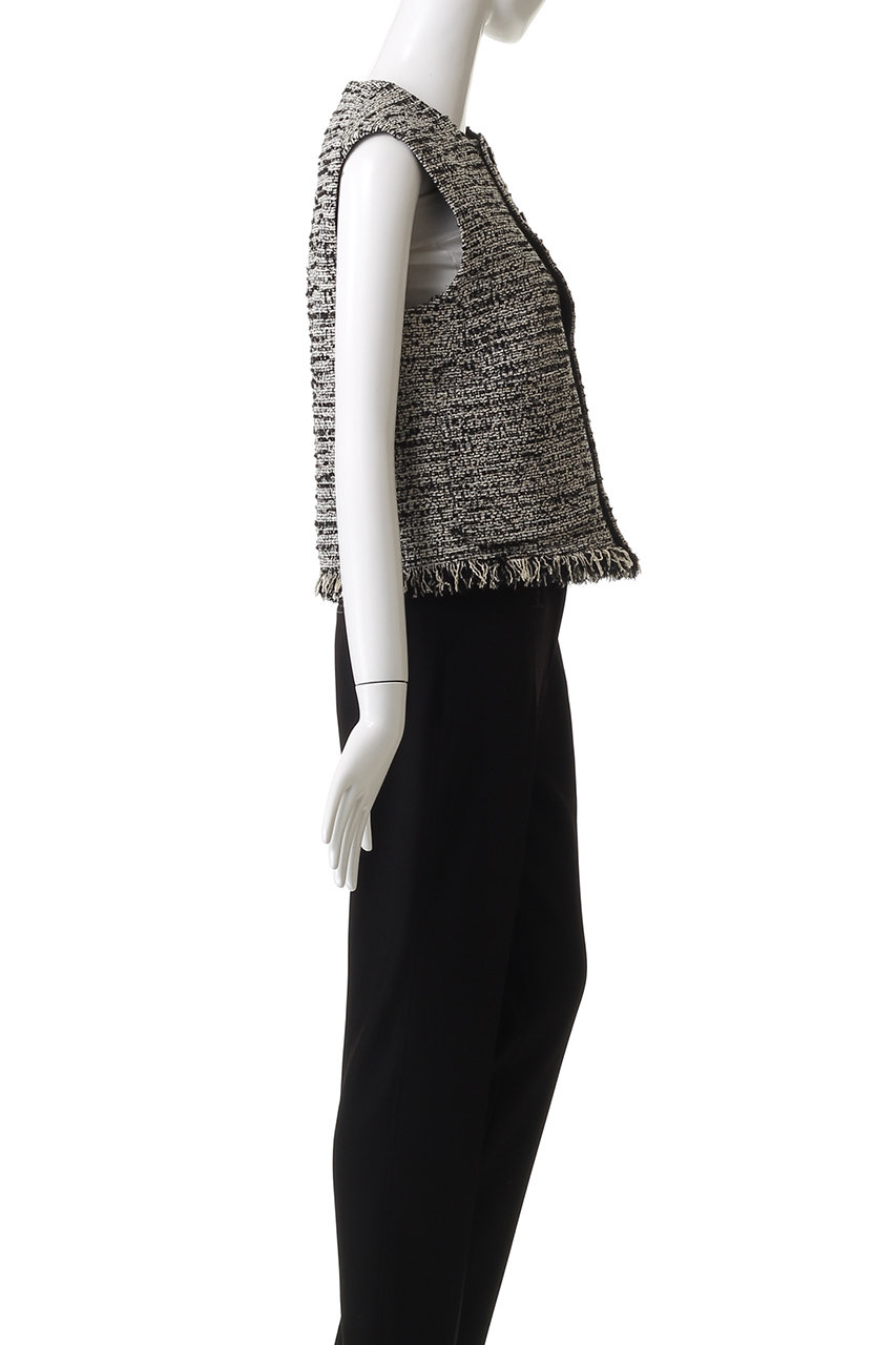 DEPAREILLE(デパリエ)｜ファンシーツイードクルーネックジレ/ブラック