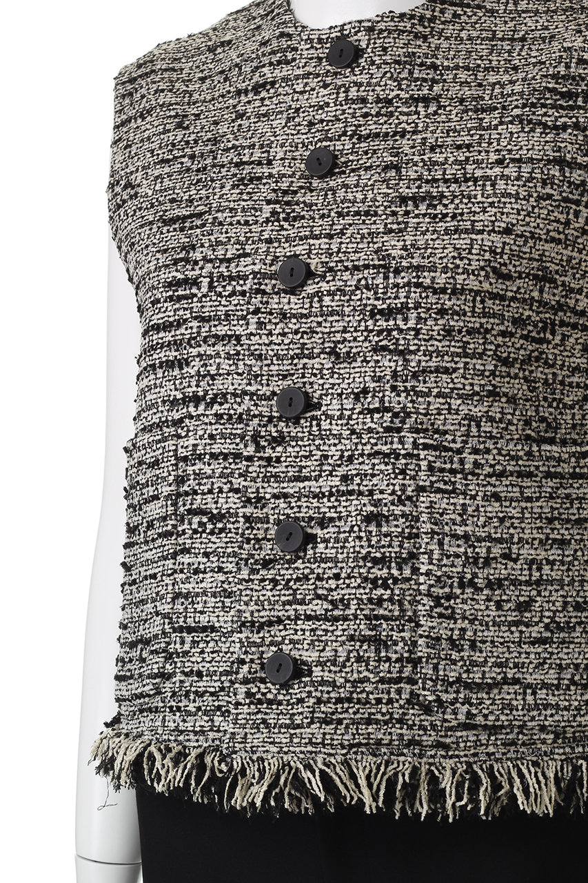 DEPAREILLE(デパリエ)｜ファンシーツイードクルーネックジレ/ブラック