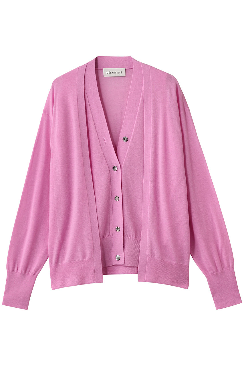 デパリエ/DEPAREILLEのハイゲージレイヤードカーディガン(ピンク/B1153AKD414)