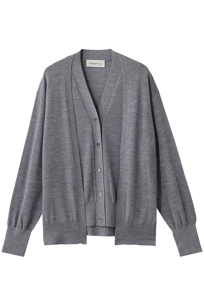 デパリエ/DEPAREILLEのハイゲージレイヤードカーディガン(グレー/B1153AKD414)