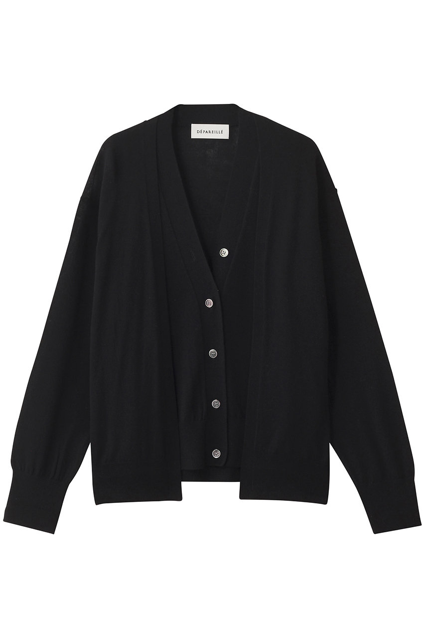 デパリエ/DEPAREILLEのハイゲージレイヤードカーディガン(ブラック/B1153AKD414)
