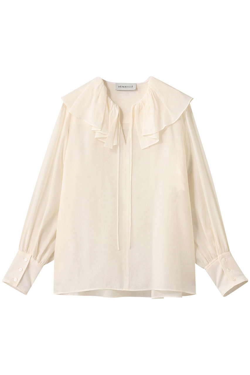 DEPAREILLE シルキーラッフルブラウス (オフホワイト, 38) デパリエ ELLE SHOP DEPAREILLE シルキーラッフルブラウス (オフホワイト, 38) デパリエ ELLE SHOP