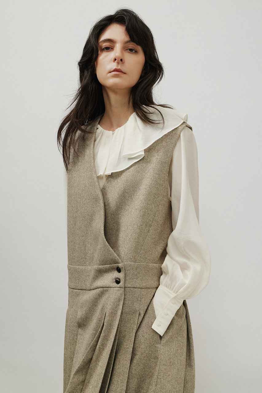 DEPAREILLE(デパリエ)｜シルキーラッフルブラウス/オフホワイト