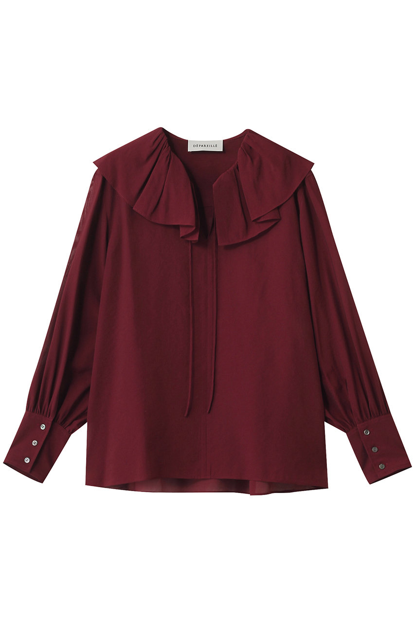 DEPAREILLE シルキーラッフルブラウス (ボルドー, 38) デパリエ ELLE SHOP DEPAREILLE シルキーラッフルブラウス (ボルドー, 38) デパリエ ELLE SHOP