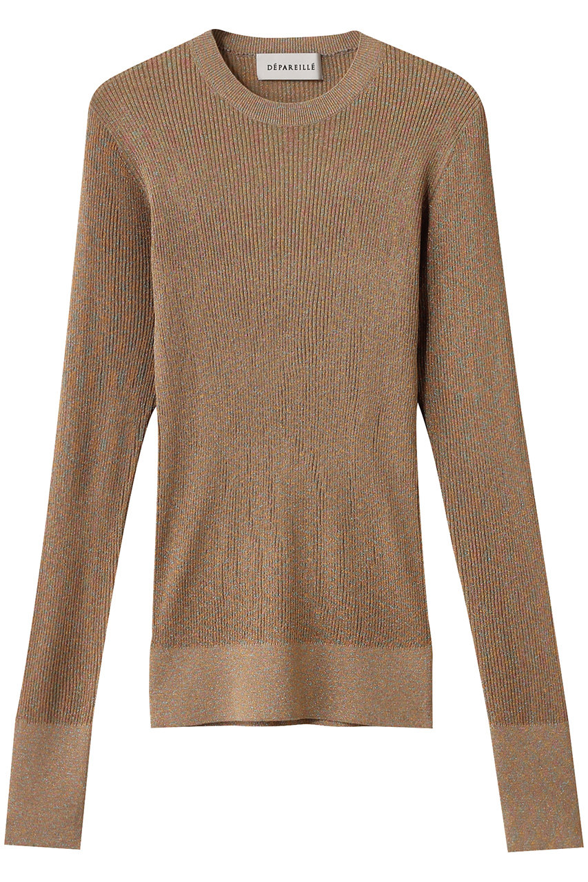 デパリエ/DEPAREILLEのラメリブクルーネックニット(ベージュ/B1153AKW313)