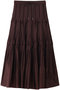 シルクポリエステルティアードプリーツスカート デパリエ/DEPAREILLE ボルドー