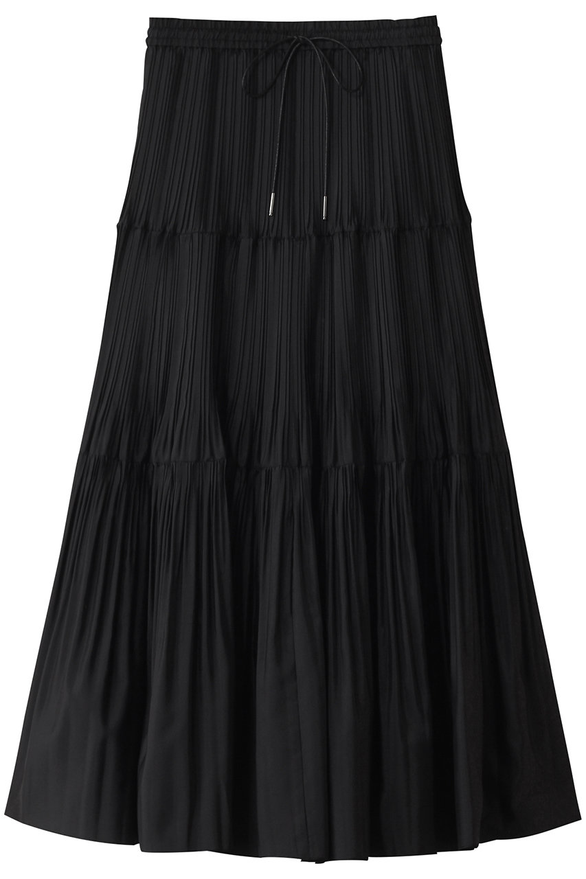 デパリエ/DEPAREILLEのシルクポリエステルティアードプリーツスカート(ブラック/B1153AFS252)