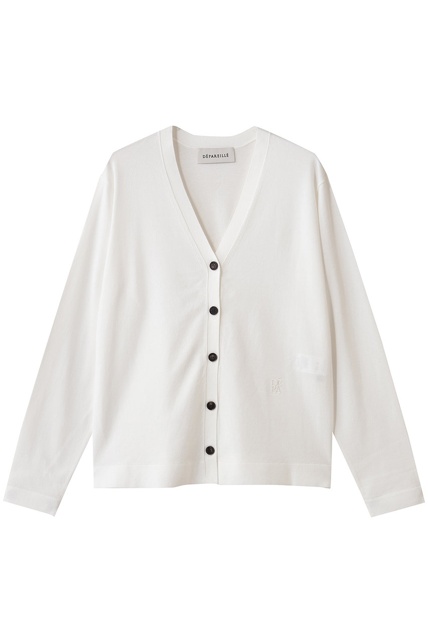 デパリエ/DEPAREILLEのウォッシャブルロゴカーディガン(ホワイト/B1154AKD274)