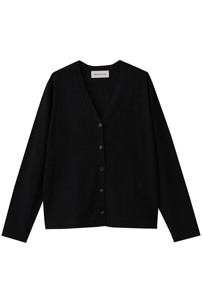 デパリエ/DEPAREILLEのウォッシャブルロゴカーディガン(ブラック/B1154AKD274)