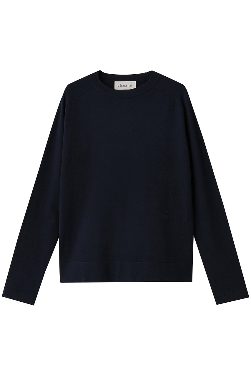 DEPAREILLE ウォッシャブルロゴクルーネック (ネイビー, 38) デパリエ ELLE SHOP DEPAREILLE ウォッシャブルロゴクルーネック (ネイビー, 38) デパリエ ELLE SHOP