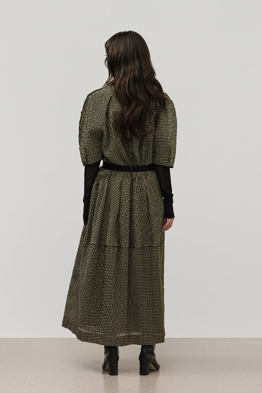 DEPAREILLE(デパリエ)｜シアーサッカーチェックブラウス/ベージュ の