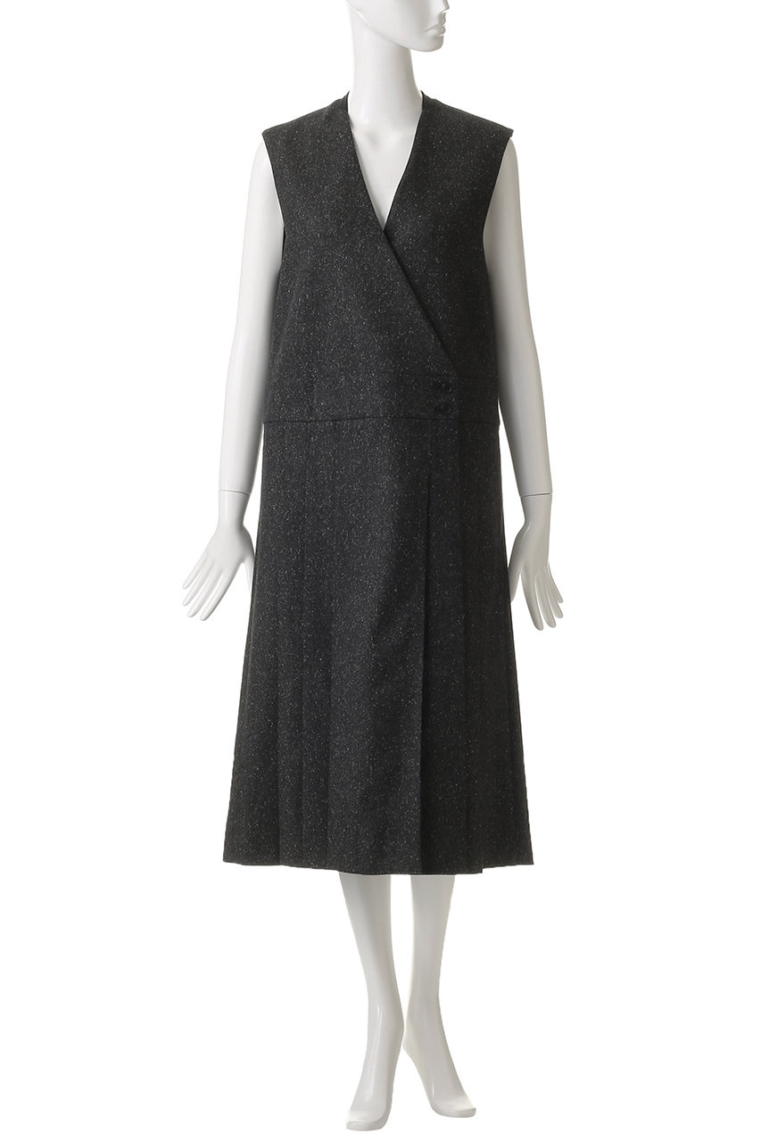 DEPAREILLE(デパリエ)｜ネップウールラップドレス/ベージュ の