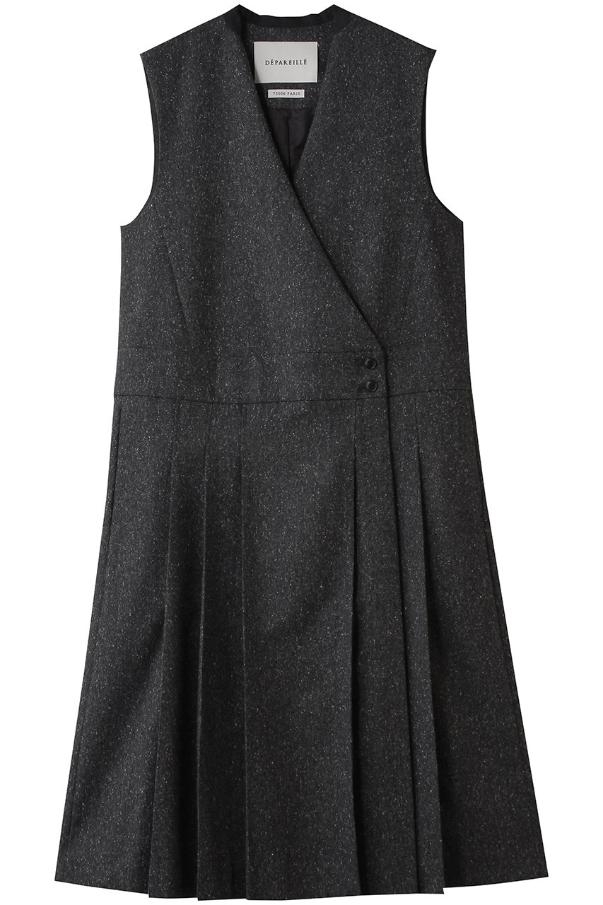 DEPAREILLE ネップウールラップドレス (ブラック, 36) デパリエ ELLE SHOP DEPAREILLE ネップウールラップドレス (ブラック, 36) デパリエ ELLE SHOP