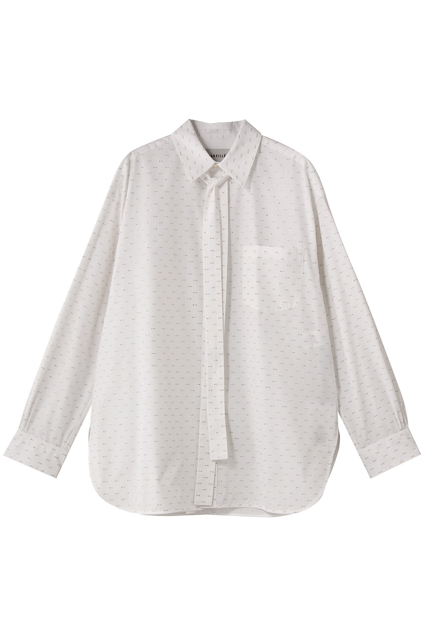 デパリエ/DEPAREILLEのコットンラメジャカードボウシャツ(ホワイト/B1153AFT308)