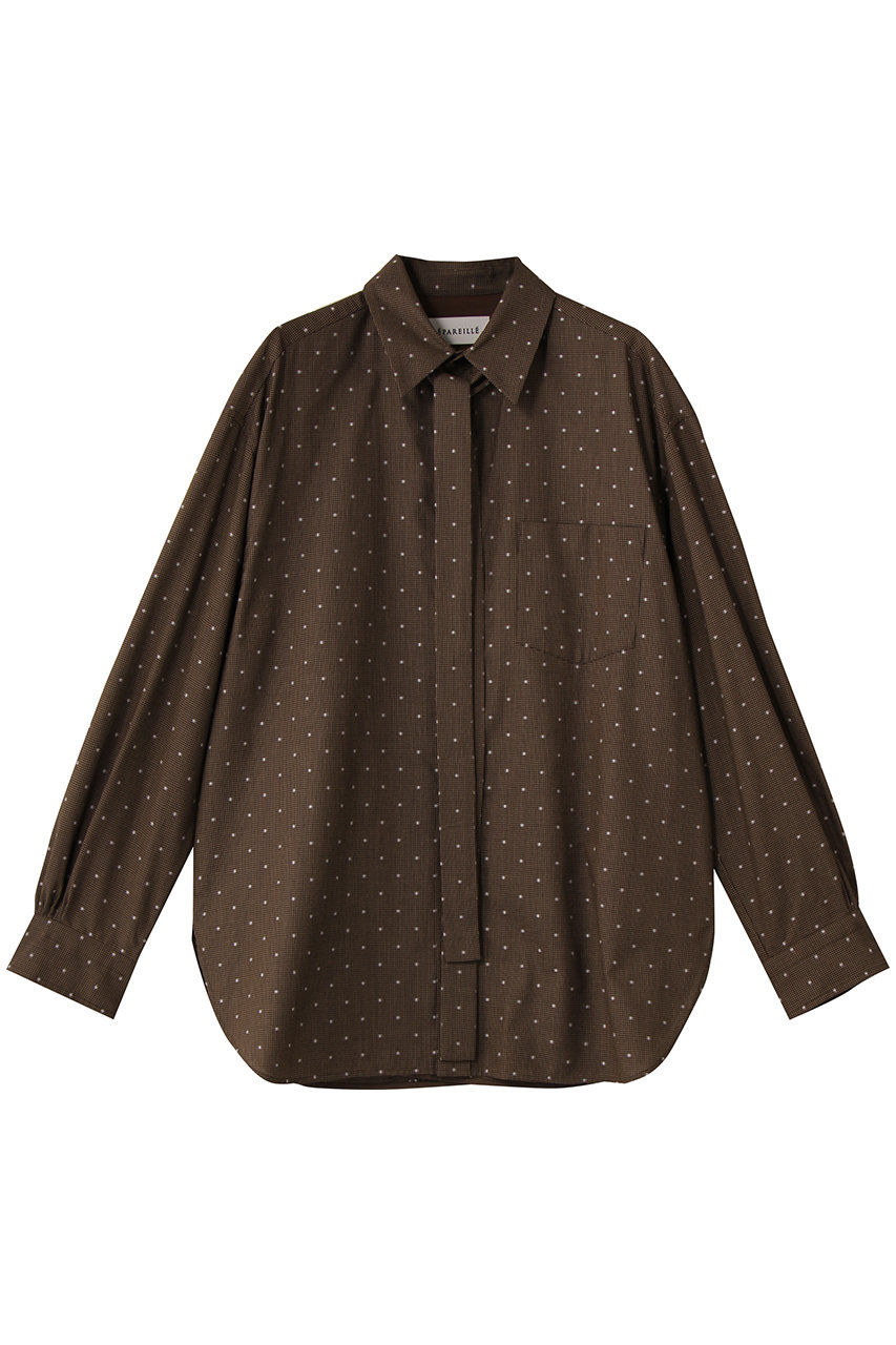 DEPAREILLE(デパリエ)｜チェックドットジャカードボウシャツ/ブラウン