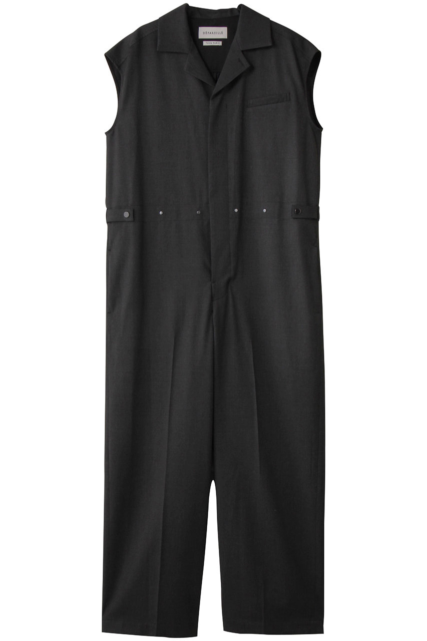 DEPAREILLE ウールツイルショートスリーブコンビネゾン (チャコールグレー, 38) デパリエ ELLE SHOP