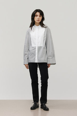 デパリエ/DEPAREILLEのコットンノーカラーブザムシャツ(110400/110403)