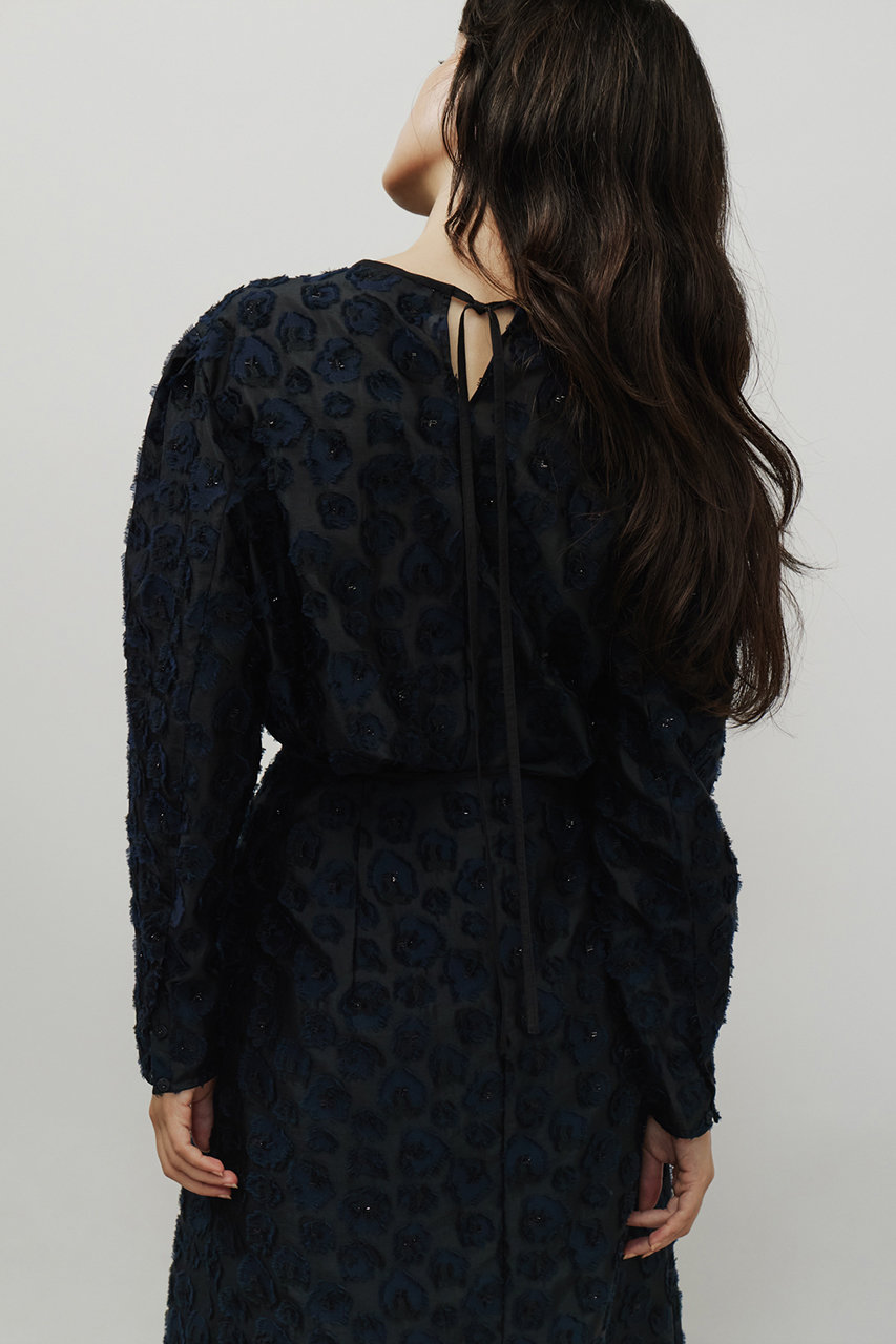 DEPAREILLE(デパリエ)｜ラメフラワージャカードブラウス/ブラック の