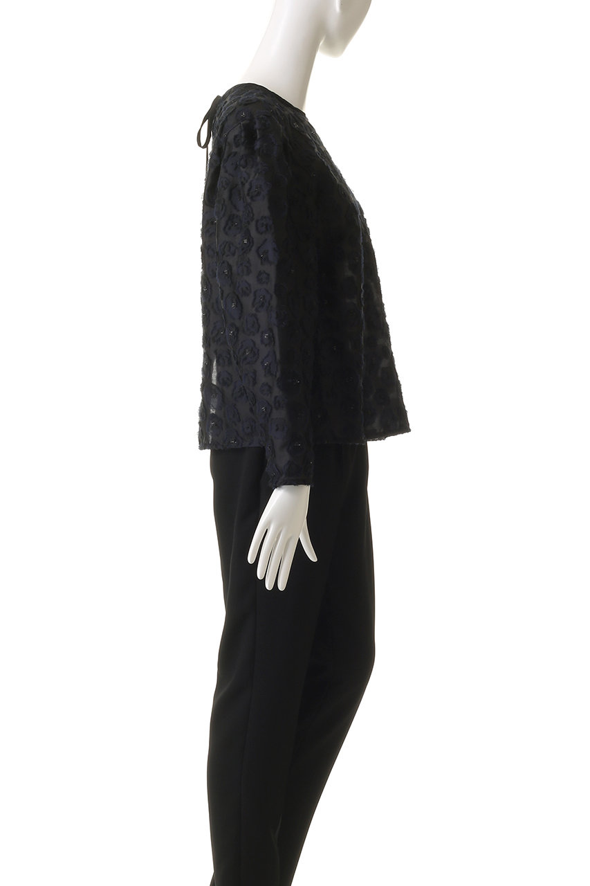 DEPAREILLE(デパリエ)｜ラメフラワージャカードブラウス/ブラック の