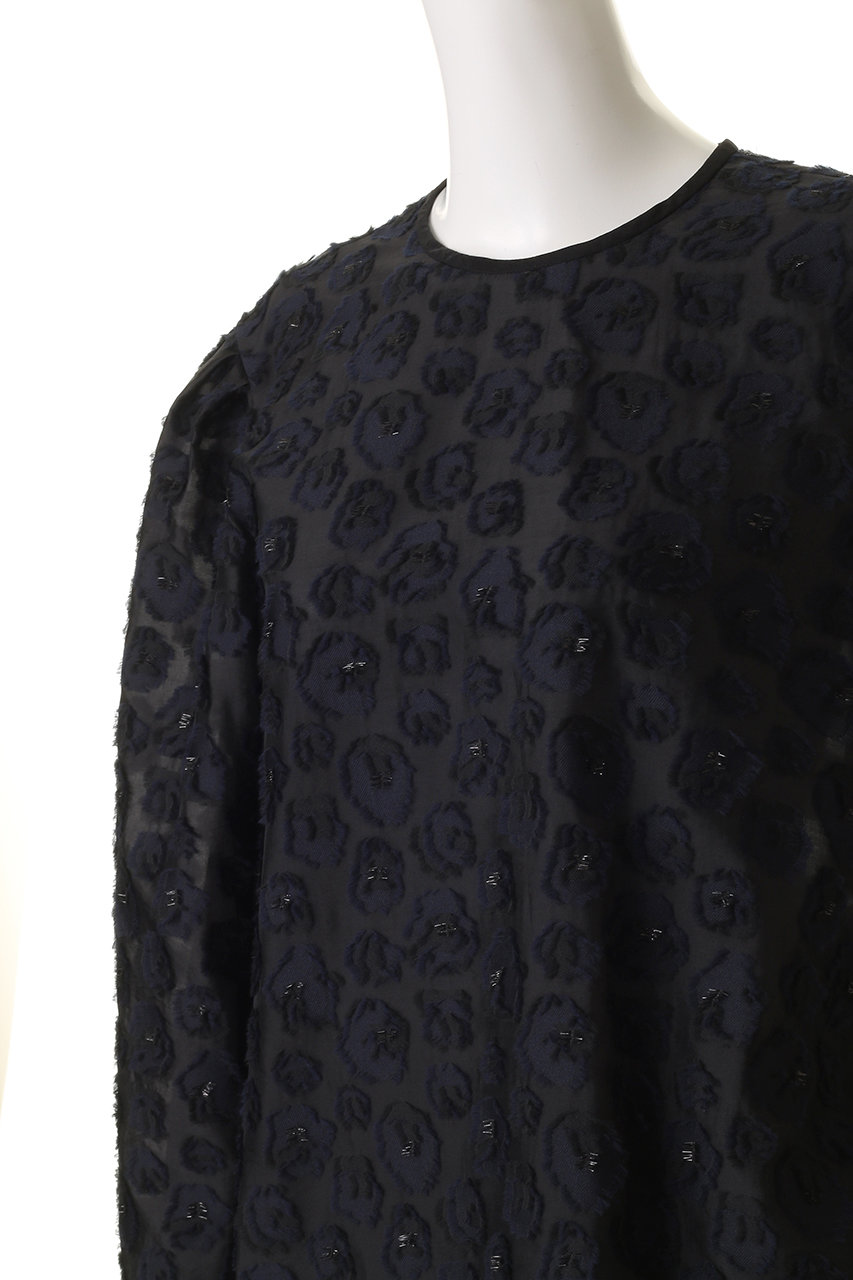 DEPAREILLE(デパリエ)｜ラメフラワージャカードブラウス/ブラック の