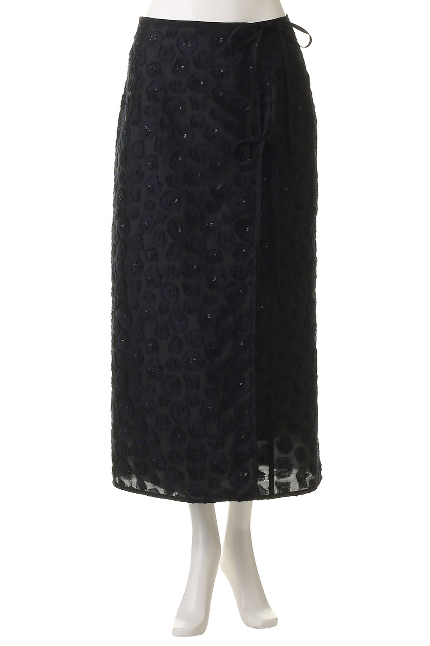 DEPAREILLE(デパリエ)｜ラメフラワージャカードスカート/ブラック の