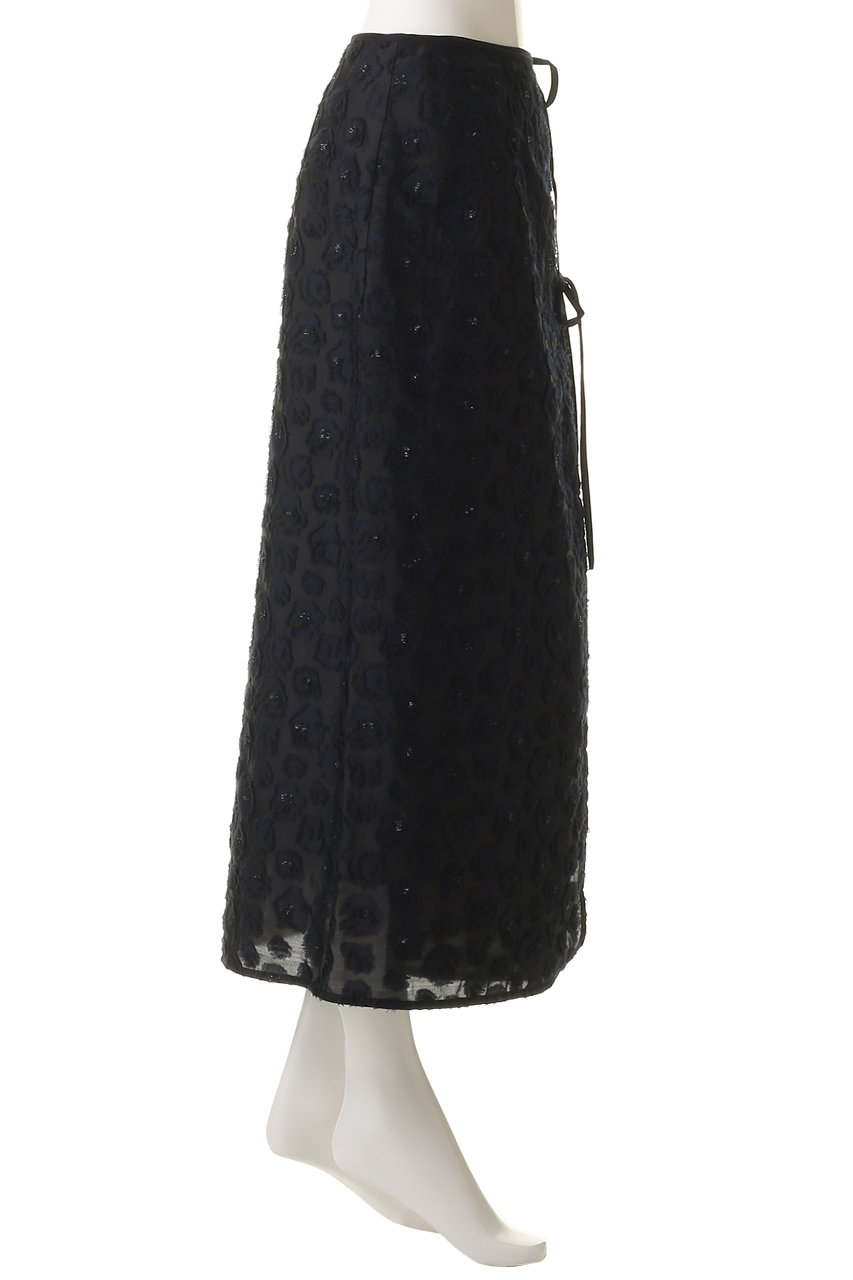 DEPAREILLE(デパリエ)｜ラメフラワージャカードスカート/ブラック の