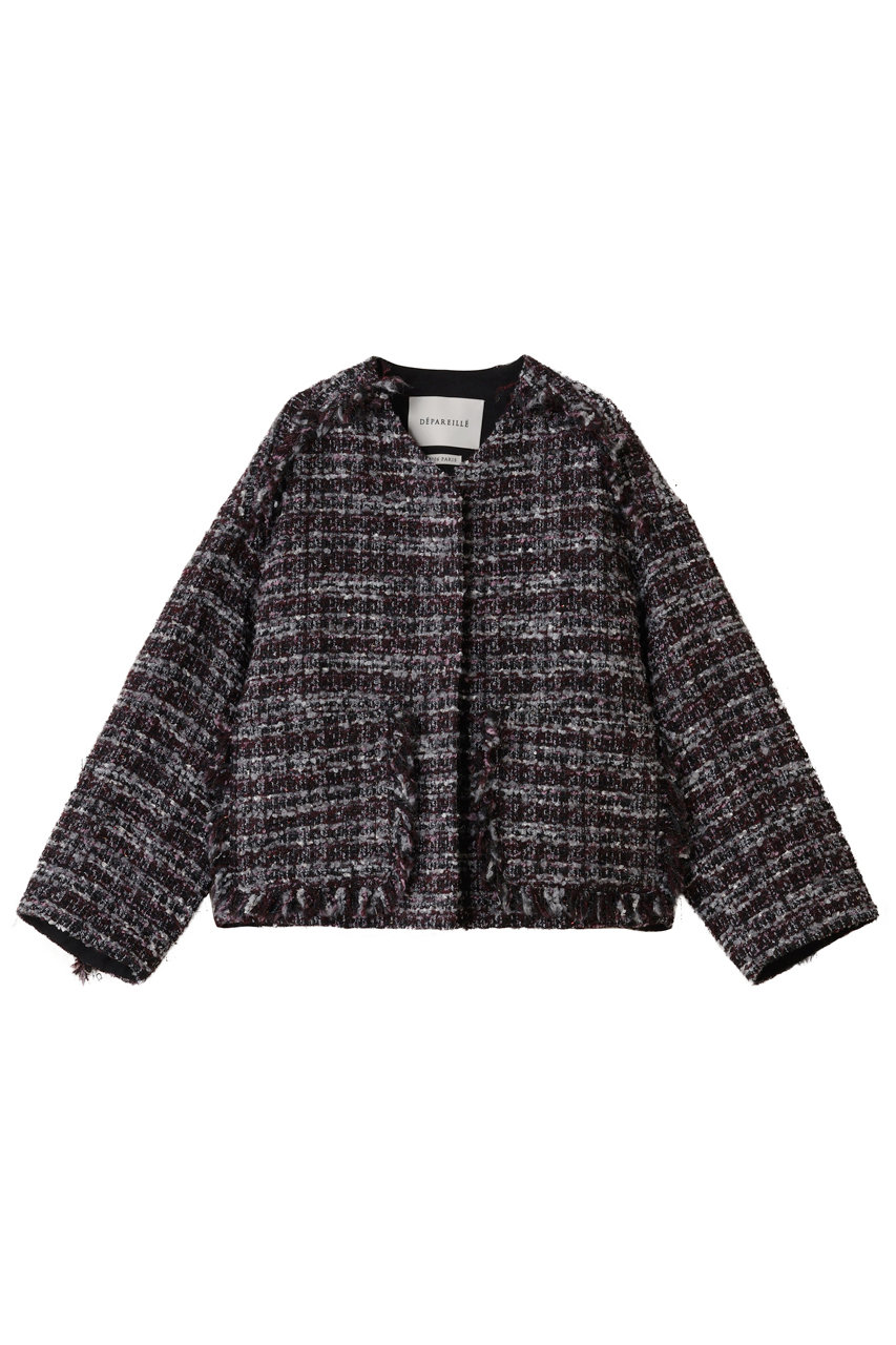 DEPAREILLE ミックスツイードジャケット (ボルドー, 36) デパリエ ELLE SHOP