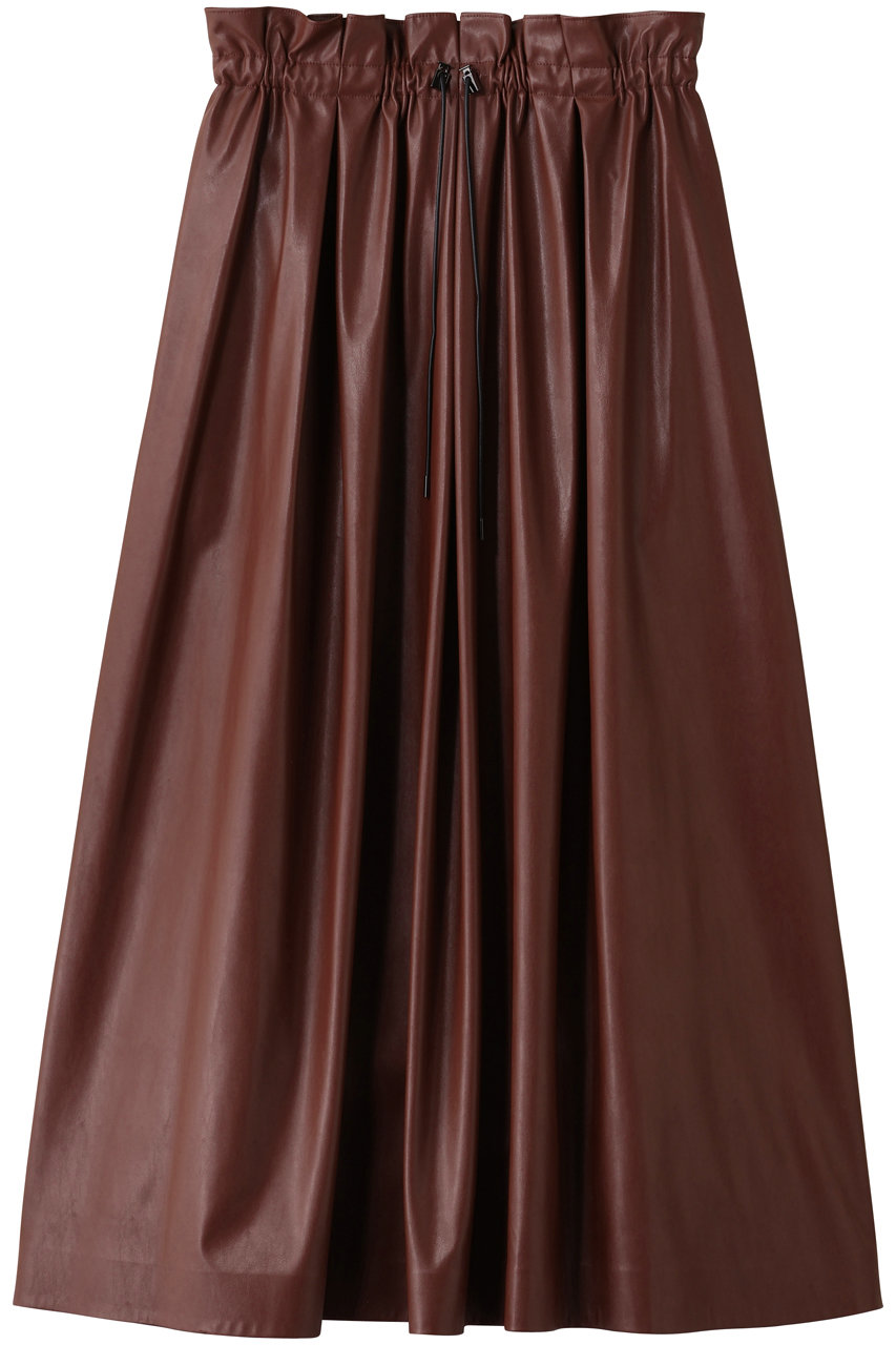 DEPAREILLE フェイクレザープリーツスカート (ブラウン, 36) デパリエ ELLE SHOP