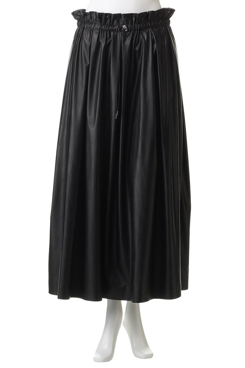 DEPAREILLE(デパリエ)｜フェイクレザープリーツスカート/ブラウン の