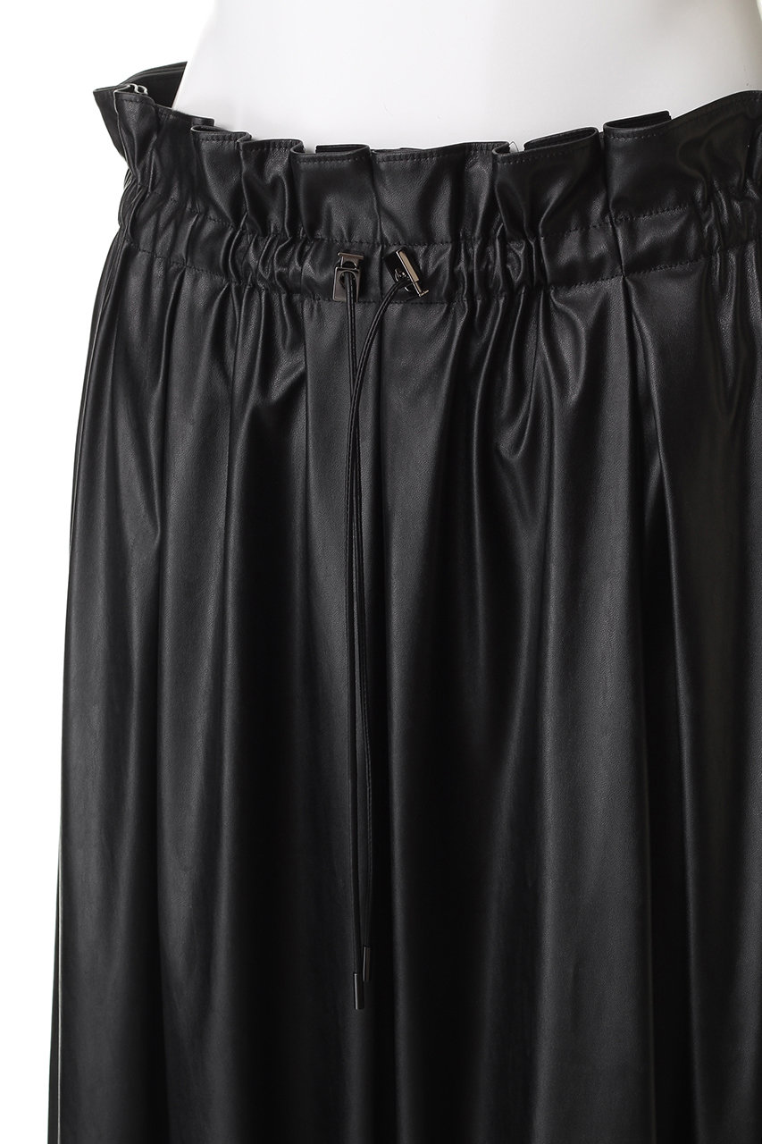 DEPAREILLE(デパリエ)｜フェイクレザープリーツスカート/ブラウン の