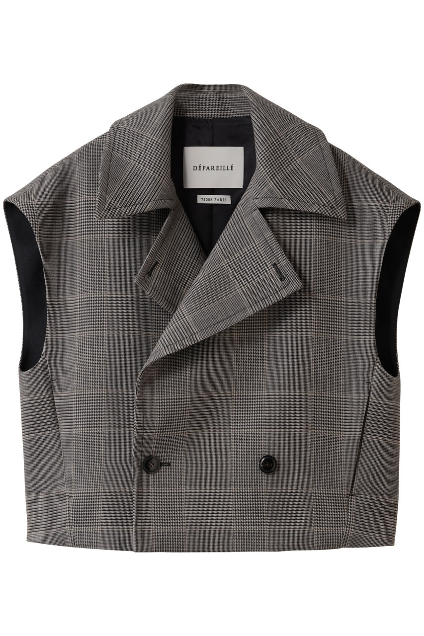 DEPAREILLE グレンチェックジレ (グレー, 36) デパリエ ELLE SHOP