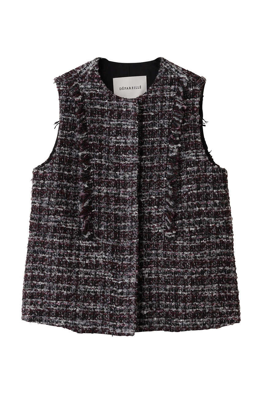 DEPAREILLE ミックスツイードジレ (ボルドー, 36) デパリエ ELLE SHOP DEPAREILLE ミックスツイードジレ (ボルドー, 36) デパリエ ELLE SHOP