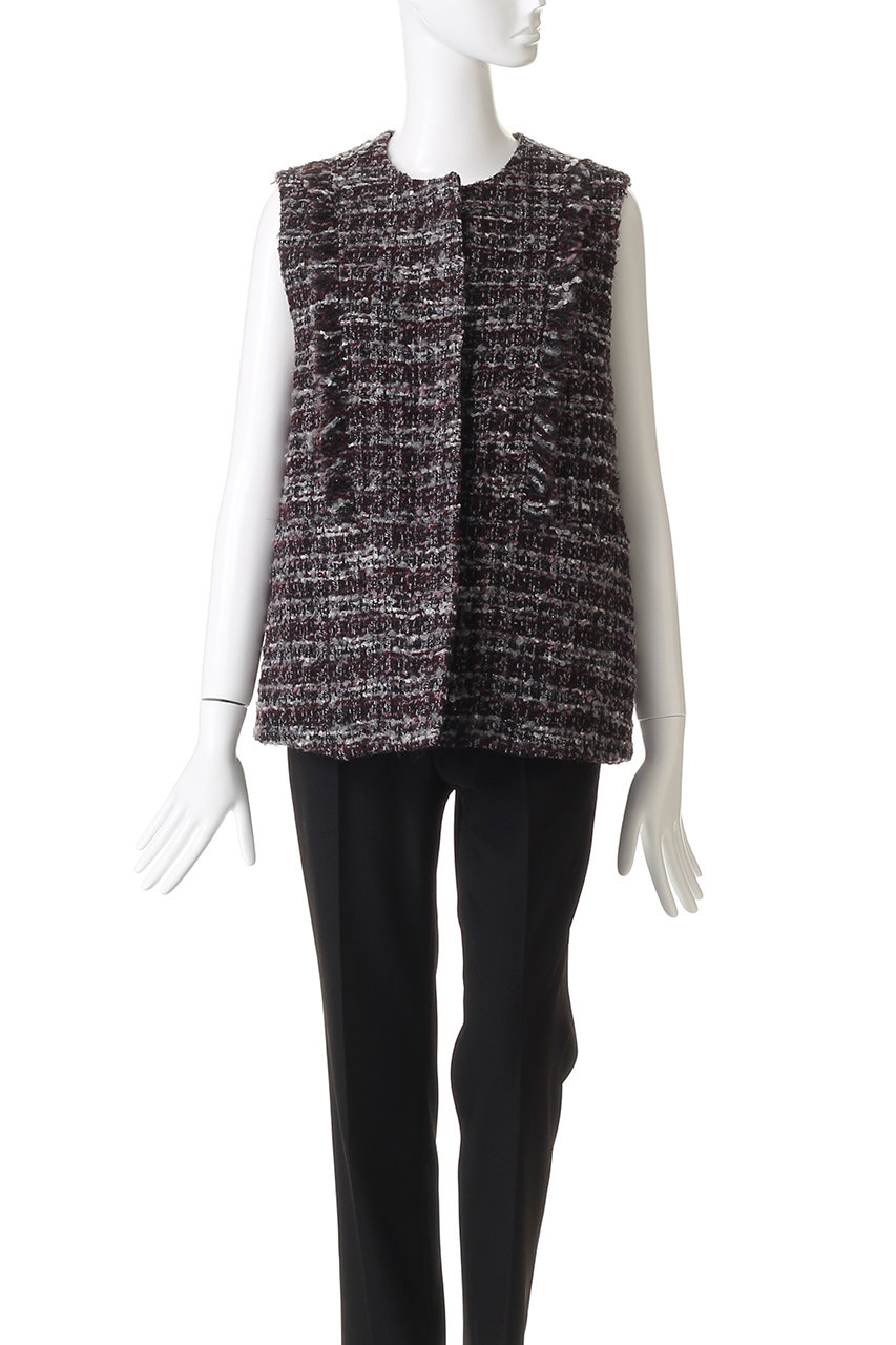 DEPAREILLE(デパリエ)｜ミックスツイードジレ/ボルドー の通販